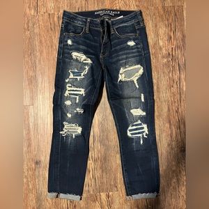 American Eagle ripped cropped jegging, size 8